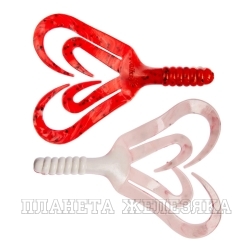 Твистер Credo Four Tail 3,35"/8,5 см Red & White 10шт. (HS-20-003) Helios