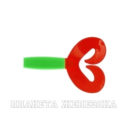 Твистер несъедоб. Credo Double Tail 1,96"/5 см Lime & Red 100шт. (HS-27-021-N) Helios