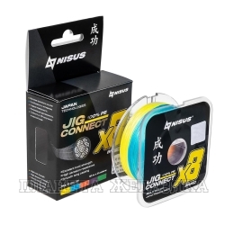 Шнур JIG CONNECT X8 PE Multicolor 150m #0.4, 0.10mm 7.8кг/11.4LB (T-N-JC-X8-0.10-150-M) NISUS