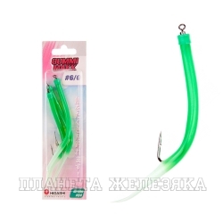 Крючок оснащенный кембриком HIGASHI Gummi Makk #6/0 (set-3pcs) #04 Green