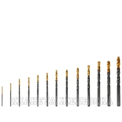 Набор сверл по металлу, 1,5-6,5 мм, HSS-Tin, Golden Tip, 13 шт// Denzel