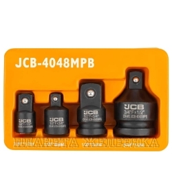 Набор адаптеров JCB-4048MPB ударных 3/4(F)x1/2"(M), 1/2(F)x3/4"(M), 3/8(F)x1/2"(M), 1/2(F)x3/8"(M)  4пр., в ложементе JCB /1/40