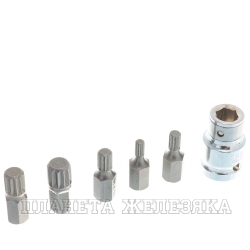 Набор бит 6 пр.SPLINE M5-M12 1/2" с адаптером, ложемент VOREL