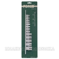 Набор головок E-Star 14 пр.1/4",3/8",1/2" E4-E24 на планке FORCE