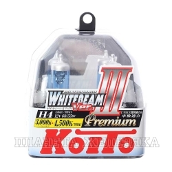 Автолампа 12V H4 60/55W(135/125W) P43t WHITEBEAM 4500k KOITO к-т