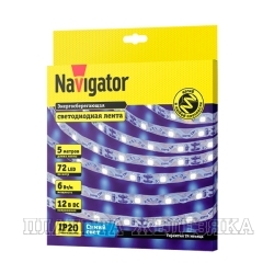 Лента светодиодная 12Vx30W NAVIGATOR гнущаяся BLUE,2835,72LED/м 5метров IP20