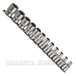 Набор головок 12 пр.1/2" 5/16"-15/16" 6-гр. на планке ДЕЛО ТЕХНИКИ