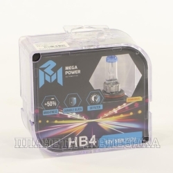 Автолампа 12V HB4 55W P22d MEGAPOWER +50% БОКС (2шт.)