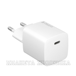 Устройство зарядное для мобильных устройств Deppa 220v USB-C Power Delivery GaN 20Вт белый