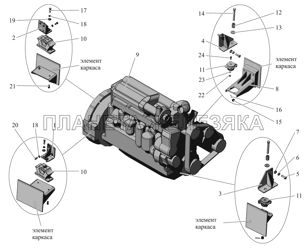 Установка силового агрегата 103-1000003-70 для МАЗ 103070 МАЗ-103 (2011)