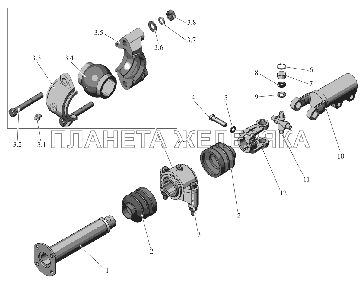 Вал 103-1703050. Опора 103-1703036 (с июля 2000г.) МАЗ-103 (2011)