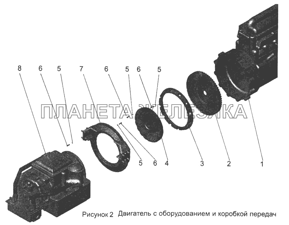 Двигатель с оборудованием и коробкой передач 103-1000300-10 МАЗ-103