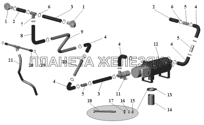 Установка подогревателя 104-1000022-16 МАЗ-104 (2011)