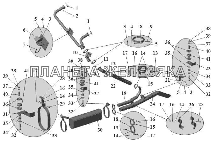 Установка системы выпуска отработавших газов 104-1200001-31 МАЗ-104 (2011)