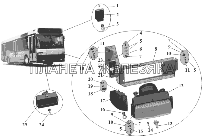 Установка передних фар 103-3700006 / 103-3700013 / 104-3700014 МАЗ-104 (2011)