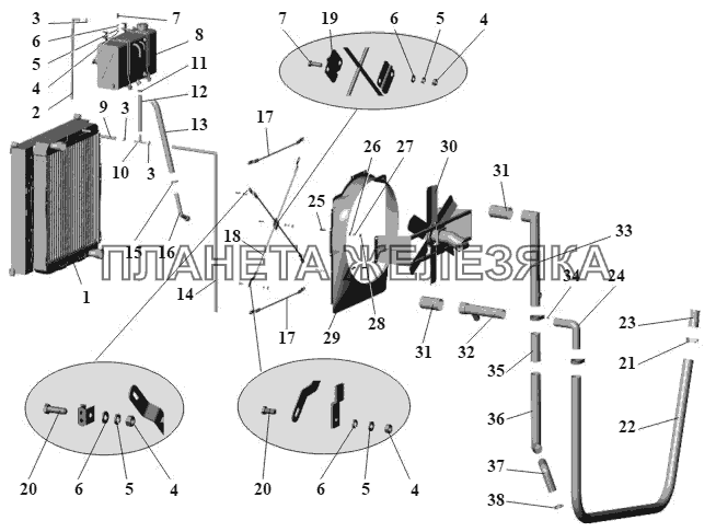 Установка системы охлаждения 105-1300005-40 МАЗ-105 (2011)