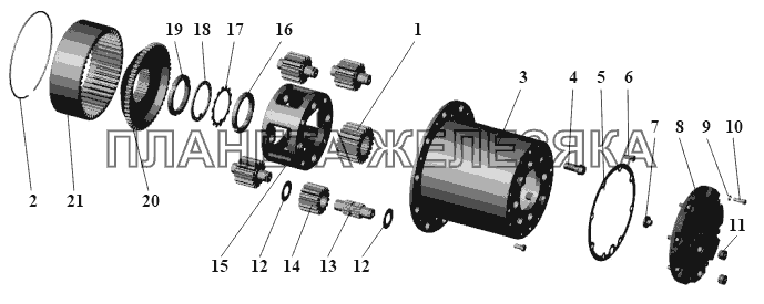 Детали колесной передачи МАЗ-105 (2011)