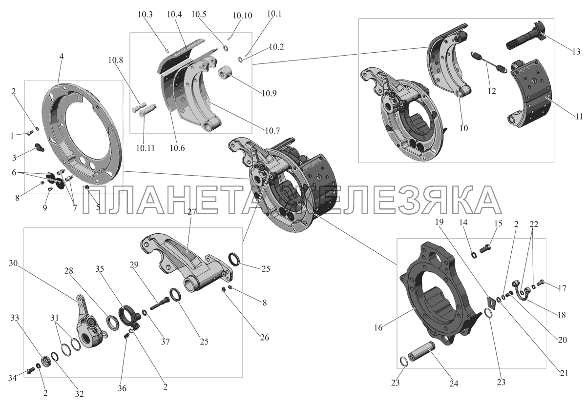 Тормозной механизм передней оси 152-3501005 МАЗ-105 (2011)