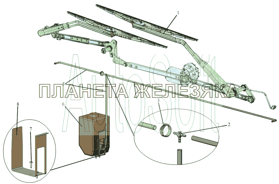 Установка стеклоочистителя МАЗ-203