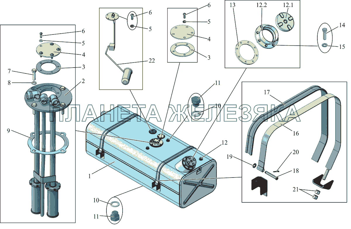 Топливный бак. Крепление топливного бака МАЗ-231