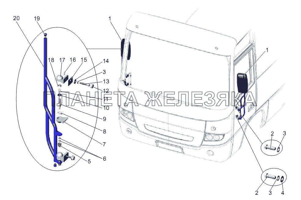 Установка зеркал МАЗ-256 (вариант)