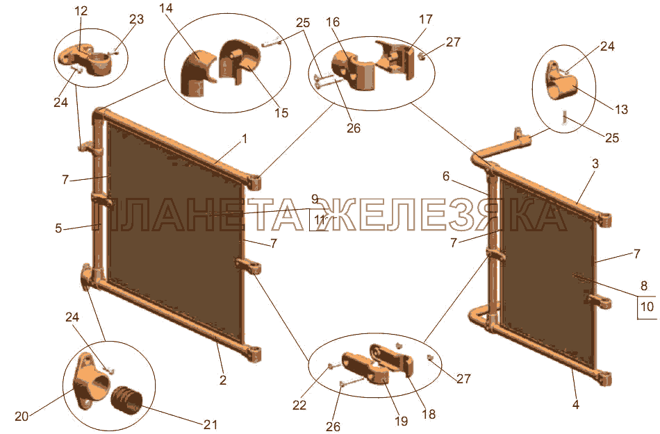 Установка ограждений МАЗ-256 (вариант)