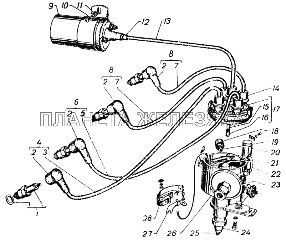 Катушка зажигания, свечи запальные, распределитель ГАЗ-21