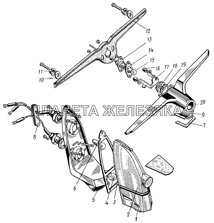 Задний фонарь и фонарь освещения номерного знака ГАЗ-21 (каталог 69 г.)