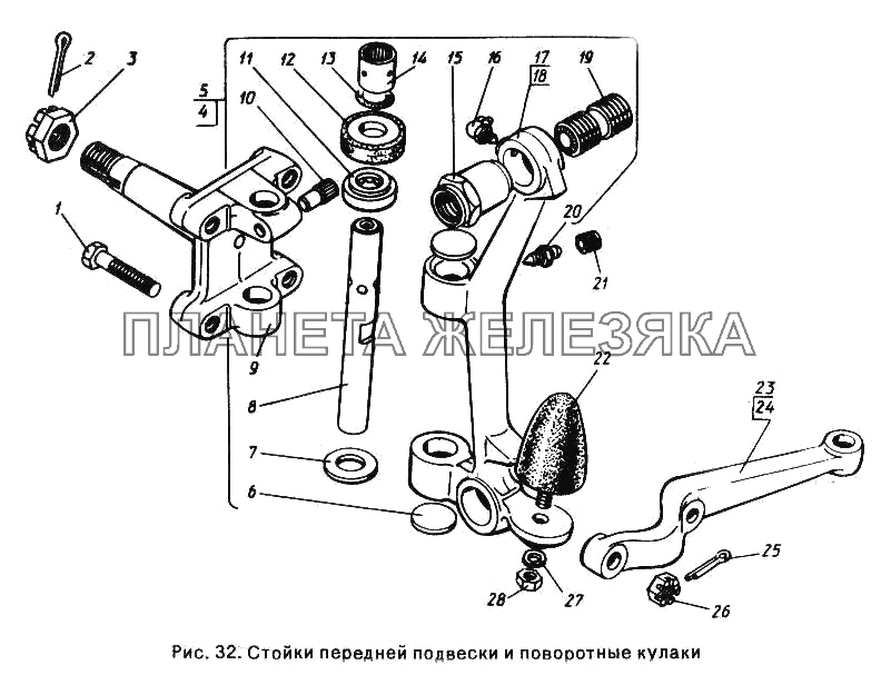 Стойки передней подвески и поворотные кулаки ГАЗ-24-10