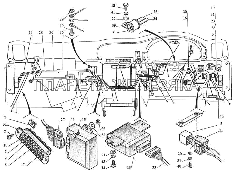 Схема предохранителей газ 3309