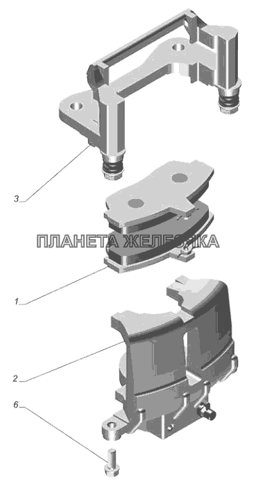 3302-3501137-02. Скоба переднего дискового тормоза левая ГАЗ-3302 (с двиг. УМЗ)