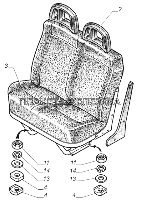 3302-6840001. Установка двухместного сиденья ГАЗ-3302 (с двиг. УМЗ)