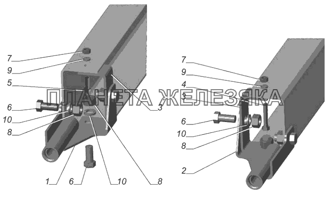 2705-2806001. Установка кронштейнов рым-болтов ГАЗ-3302 (с двиг. УМЗ)