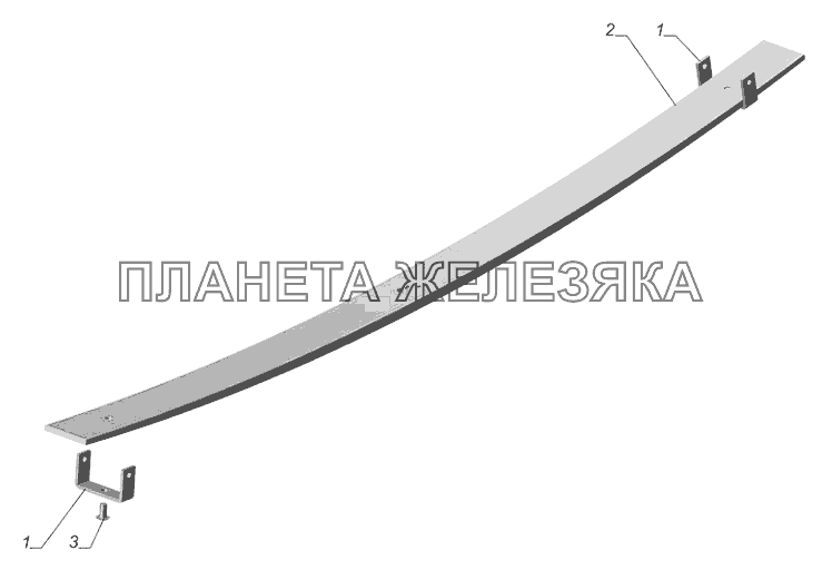 3302-2912051-04. Лист № 2 задней рессоры с хомутами ГАЗ-3302 (с двиг. УМЗ)