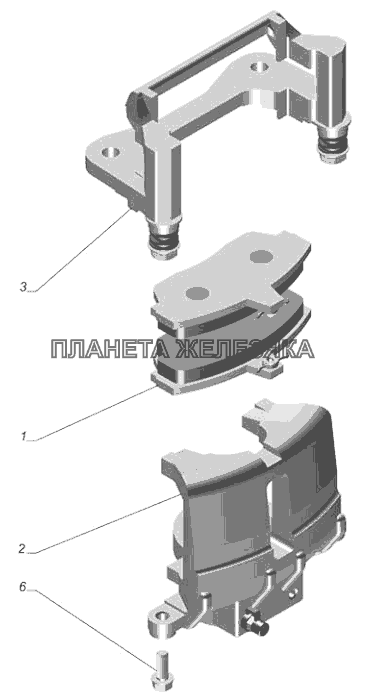 3302-3501136-02. Скоба переднего дискового тормоза правая ГАЗ-3302 (с двиг. УМЗ)