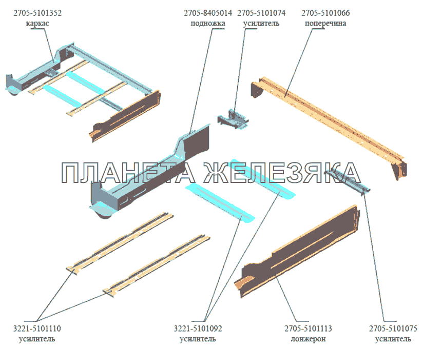 Каркас ГАЗ-3302 (Кузовные дет.)