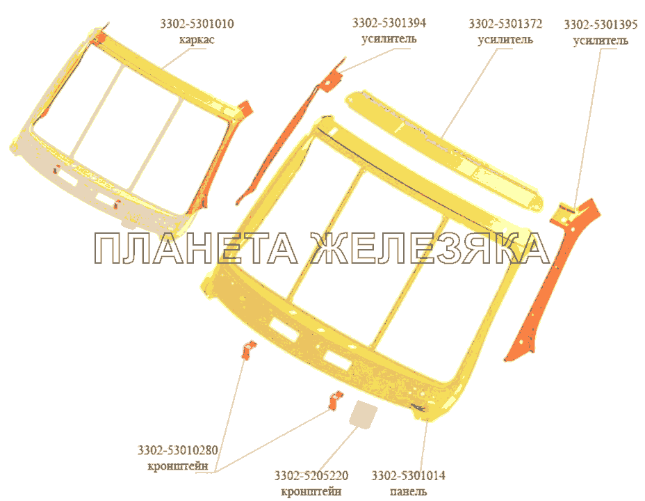 Каркас передка ГАЗ-3302 (Кузовные дет.)