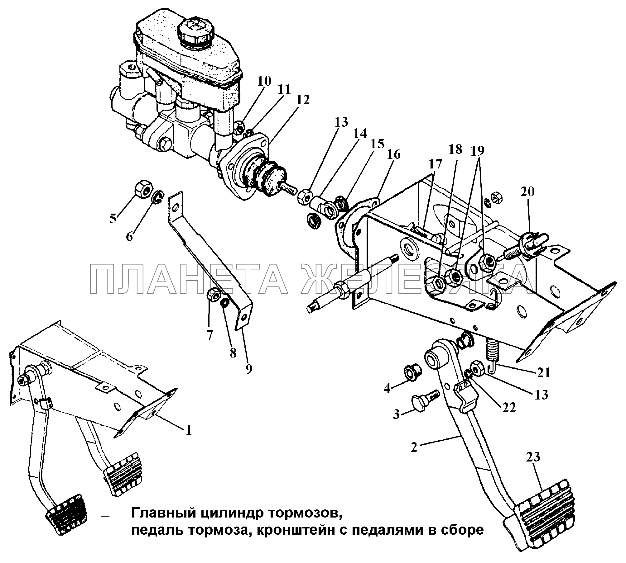 Схема главный тормозной цилиндр газ 66