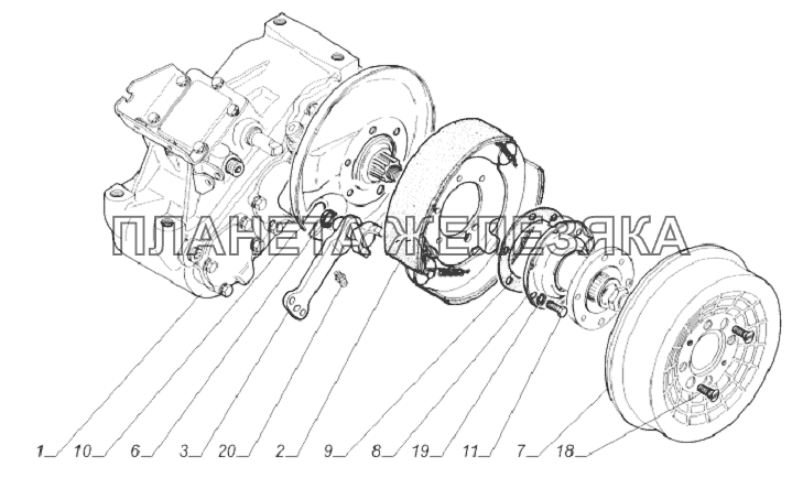 33081-1800010. Коробка раздаточная и стояночный тормоз ГАЗ-33081