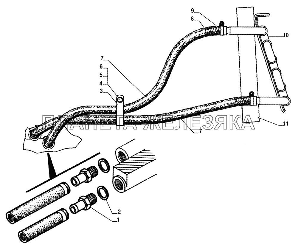 Установка шлангов масляного радиатора ГАЗ-33104 Валдай