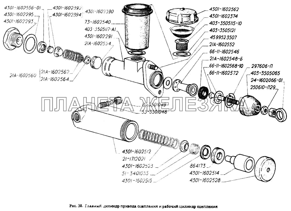 Главный цилиндр сцепления схема