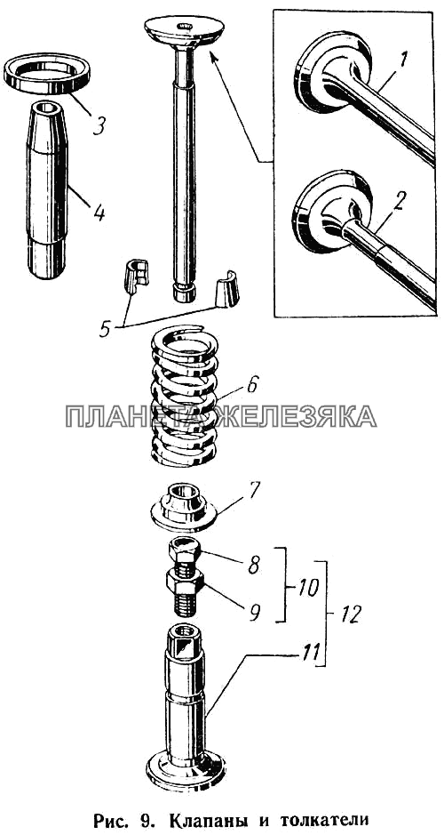 Клапаны и толкатели ГАЗ-52-01