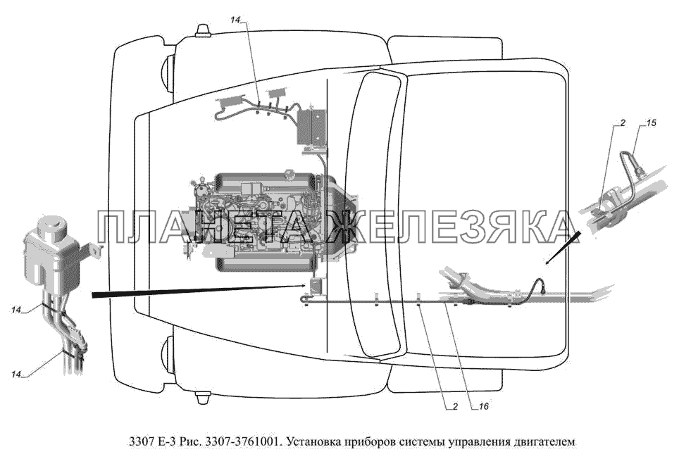 3307-3761001. Установка приборов системы управления двигателем ГАЗ-3307 (доп. с дв. ЗМЗ Е 3)