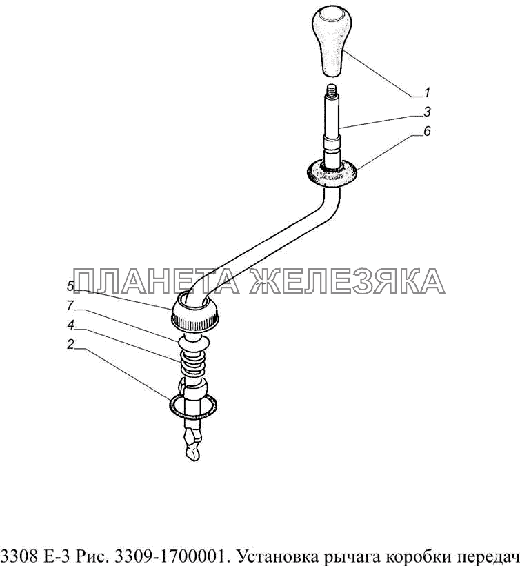 3309-1700001. Установка рычага коробки передач ГАЗ-3308 (доп. с дв. ЗМЗ Е 3)