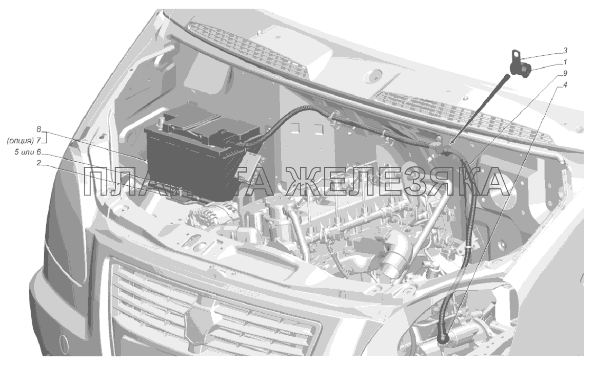 3302-3703001-60. Установка аккумуляторной батареи ГАЗ-3302 (Cummins E-4)