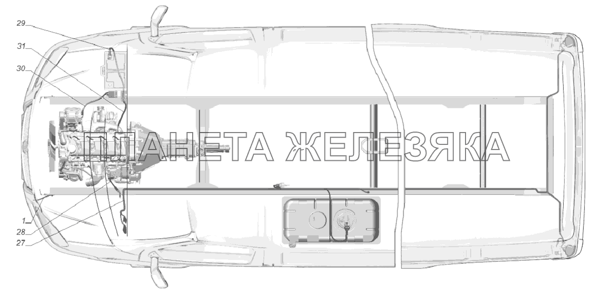 2705-3724001-344. Установка проводов ГАЗ-3302 (Cummins E-4)