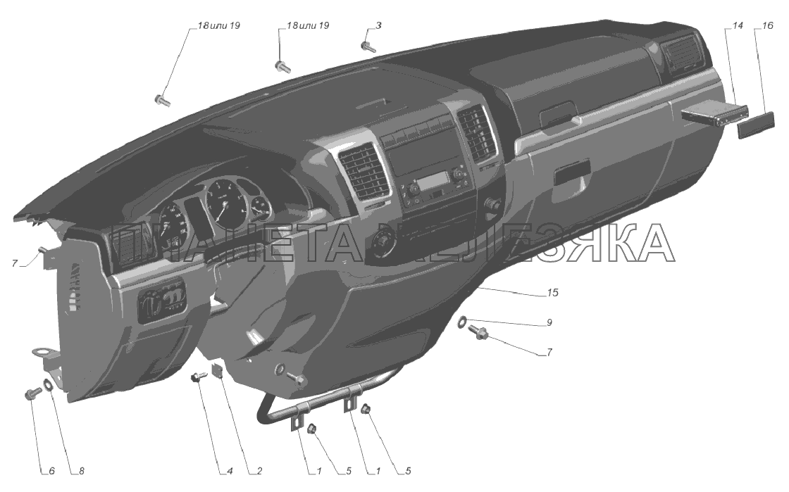 2705-5325002-530. Установка панели приборов ГАЗ-3302, 2705 (доп. для ГБО)