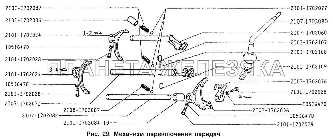 Механизм переключения передач ИЖ 2126