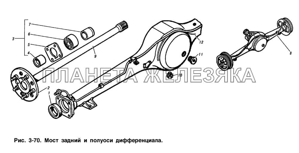 Мост задний и полуоси дифференциала ИЖ 2715