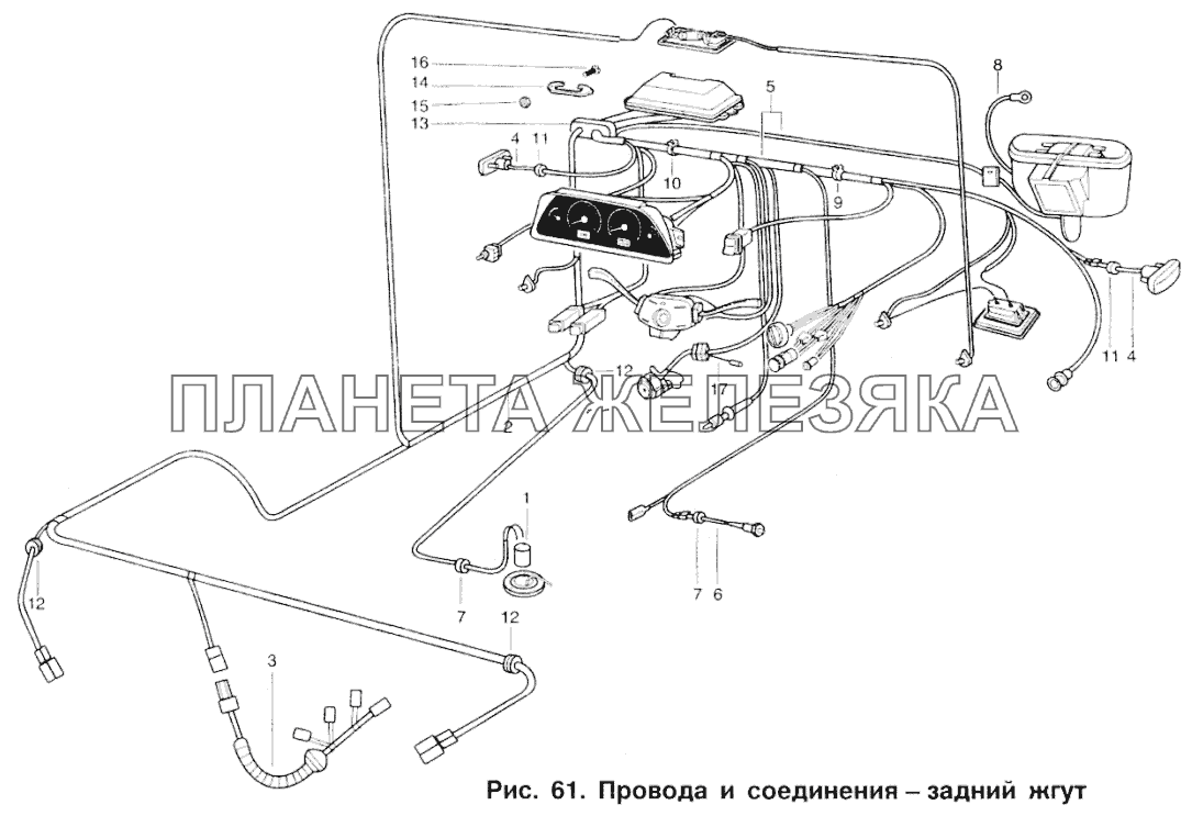 Провода и соединения - задний жгут ИЖ 2717